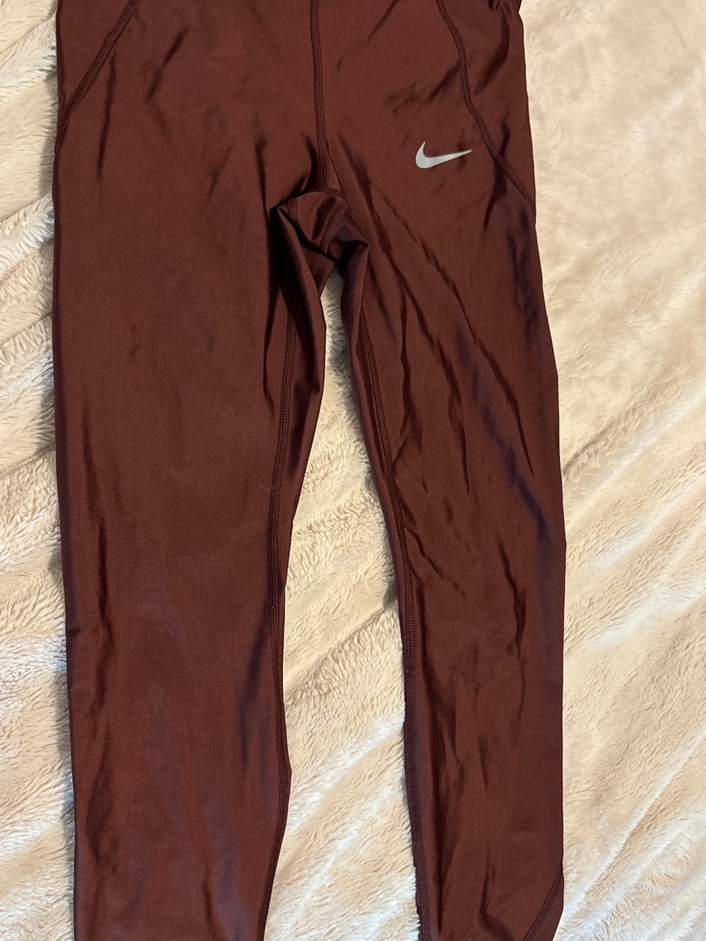 Nike Kids Burgundy Active Leggings with Reflective Swoosh
